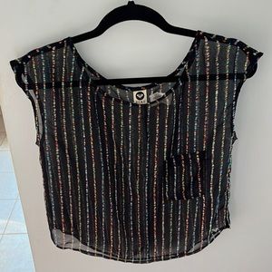 Roxy black and colored sheer tank NWOT